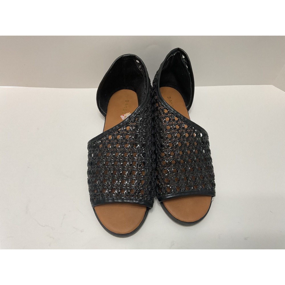 Bamboo Black Woven Mesh Open Toe d'Orsay Flats Sandals‎ Womens Size 8 39